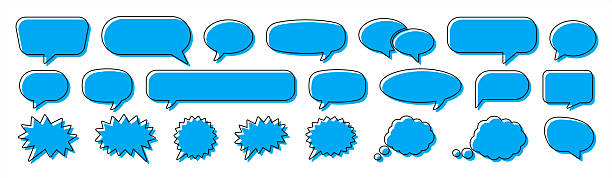 stockillustraties, clipart, cartoons en iconen met speech bubble collection. talk bubbles with editable stroke and fill, cloud speech bubbles set. vector 10 eps. - tekstballon