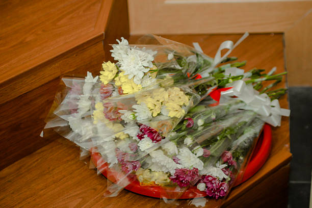 pile of flowers on a tray