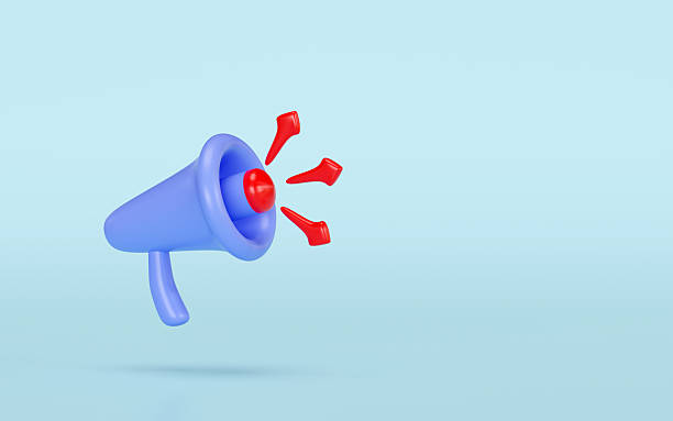 istock 3d cartoon hand speaker, megaphone with arrow graph isolated on blue background. announce promotion news for social media networks, online marketing shopping concept, 3d render illustration 2215649554