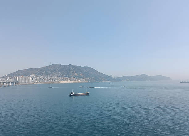 Korea, Busan, sea, water, boat, sky, bridge
