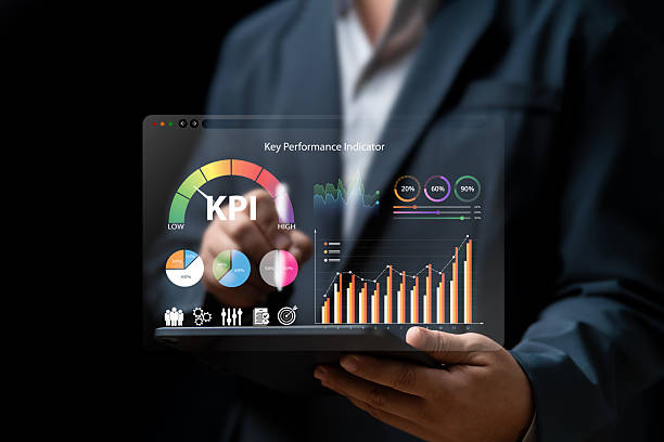 istock KPI, Key Performance Indicator, Business analysis, Goal setting concept, Businessman show KPI dashboard, Analyse graphs efficiently, Business target operations and sales data, Data System KPI metrics 2215652000