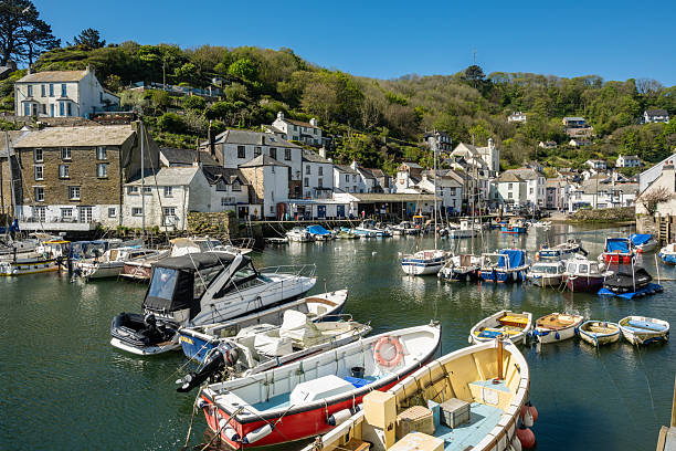 Harbour with Moored Fishing Boats at High Tide