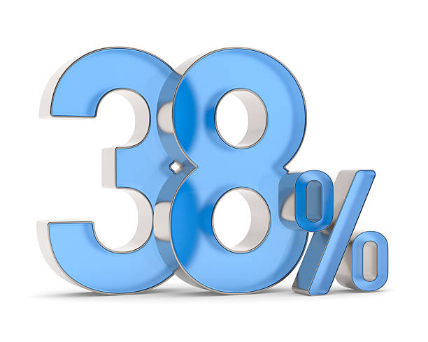 istock Thirty eight percent on white background. Isolated 3D illustration 2215659614