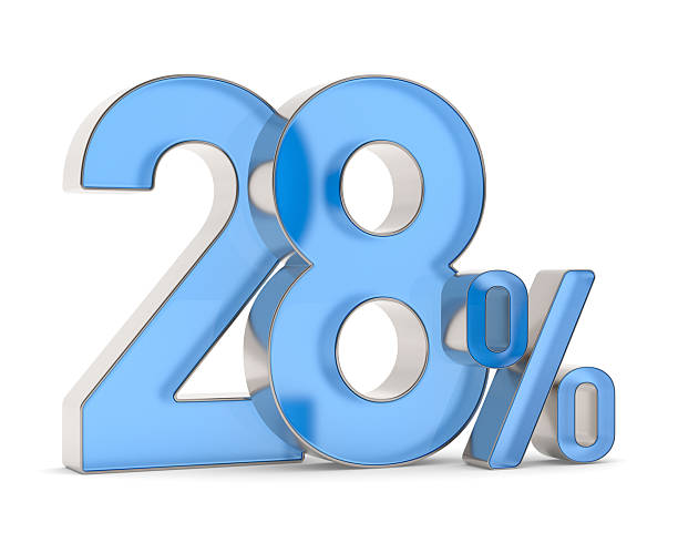 istock Twenty eight percent on white background. Isolated 3D illustration 2215659620