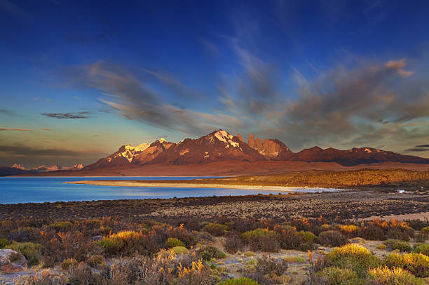 Sarmiento lake, sunrise, Torres del Paine National Park, Patagonia, Chile