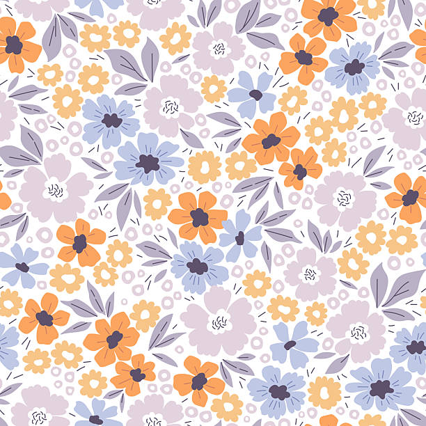 Cute floral pattern. Pretty flowers on white background. Printing with small pastel flowers. Ditsy print. Seamless vector texture. Spring bouquet. Vintage template for fashion prints. Stock vector