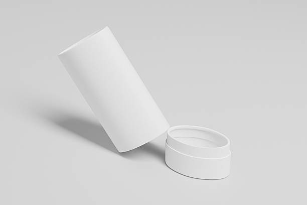 istock oval paper tube packaging mockup, elegent cylindrical white paper box container mockup, recyclable slim oval deodorant stick twist up, Sustainable rigid cardboard paper Packaging, push up paper tube 2215685849