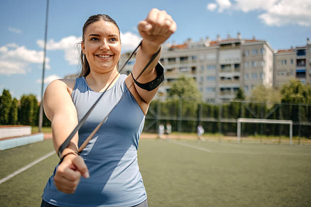 Woman exercising or doing workout session outside