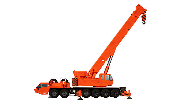 istock hydraulic truck crane isolated on white , clipping path 2215696601