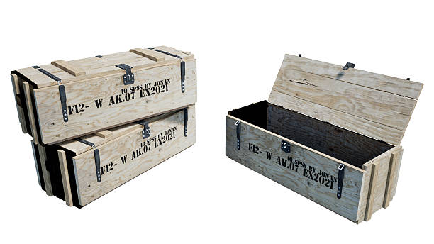 istock Old wooden crate isolated on white , clipping path 2215696622
