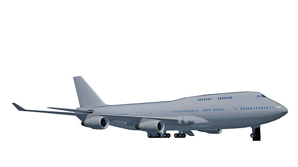 3d rendering cross section airplane full length with empty seats isolated on white
