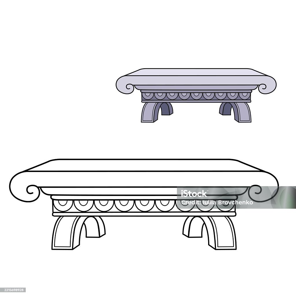Colourable Bench Marble Bench Color And Outlined Picture For Coloring Book On White ...