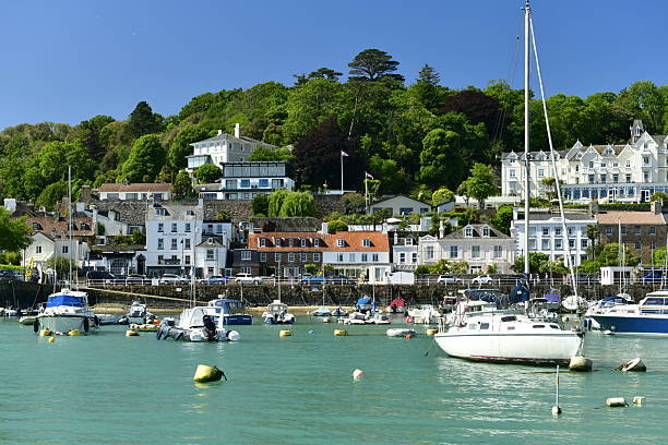 A pretty small harbor in Spring to Summer season at high tide.