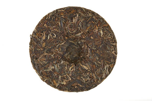 Pu-erh tea with brick shape. Close up view.
