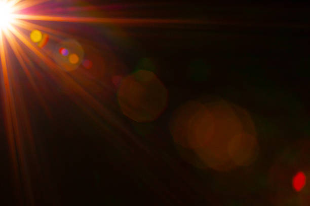 Sun flare on the black background