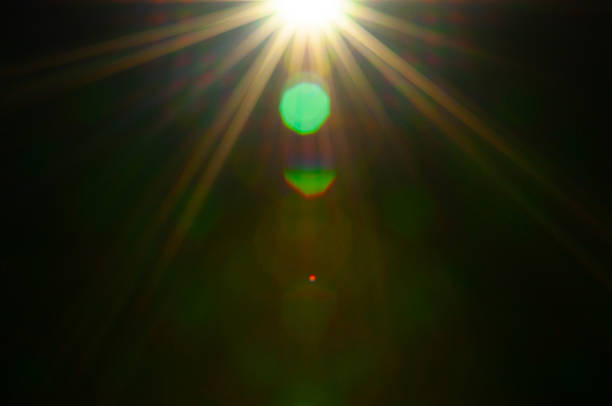 Sun flare on the black background