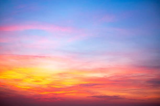 istock Beautiful , luxury soft gradient orange gold clouds and sunlight on the blue sky perfect for the background, take in evening,Twilight, Large size, high definition landscape photo 2215710538