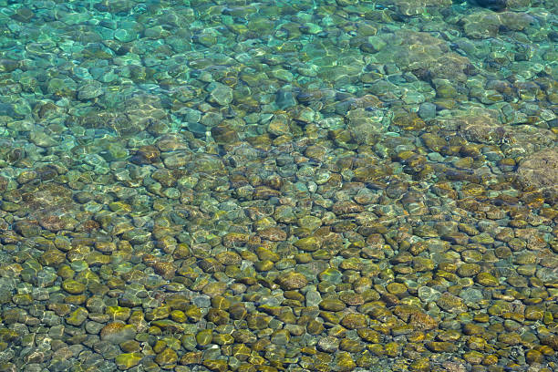 istock Sea stones underwater, surface with waves, pattern, transparent clear water. 2215712297