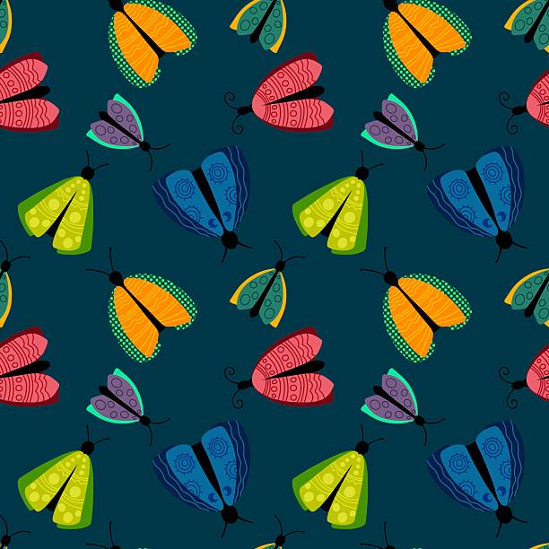 istock Summer moth seamless butterfly pattern for kids and fabrics and swimsuit textiles 2215713501