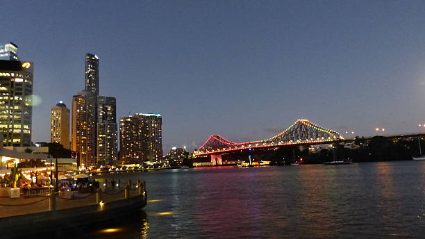 istock Brisbane bridge lit up at night as seen from the ferry 2215713731