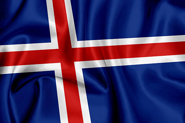 Flag of Iceland waving background.