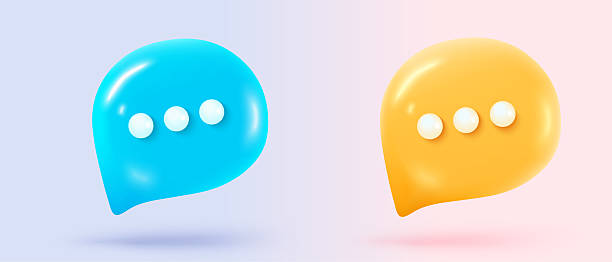 istock 3D speech bubbles symbol sign on social media icon isolated on pastel background. Chat dialogue bubble or user reply sign with social media. 3d speech bubble icon vector render illustration 2215718028