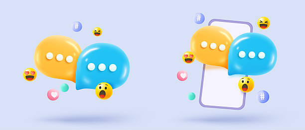 istock 3D speech bubbles symbol sign on social media icon isolated on pastel background. Chat dialogue bubble or user reply sign with social media. 3d speech bubble icon vector render illustration 2215718042