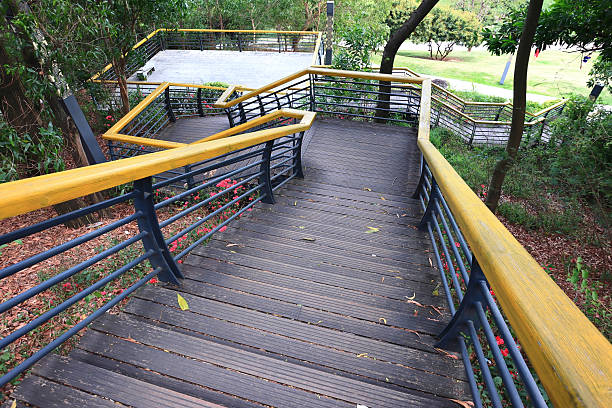 Wooden stairs in the park