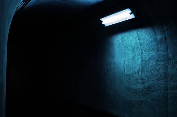 istock Underground Tunnel Background with blue light  for Sci-Fi or Thriller Design Projects 2215723445