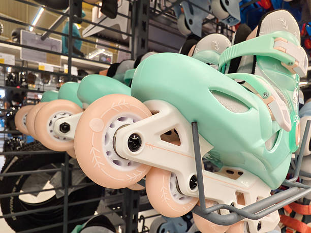 istock Colorful roller skates are stacked neatly, creating an interesting display 2215727437