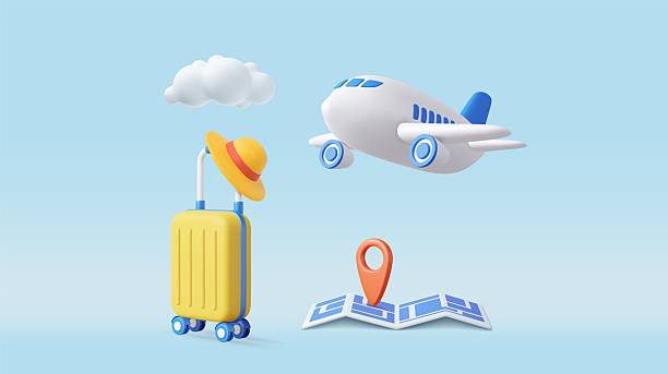 istock 3d Air Travel Concept with Luggage and Map 2215737624