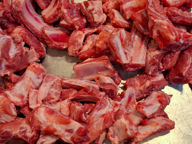 istock Raw lamb intercostal. Fresh lamb riblets 2215737714
