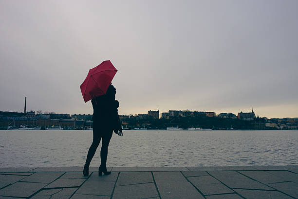 A woman with an umbrella