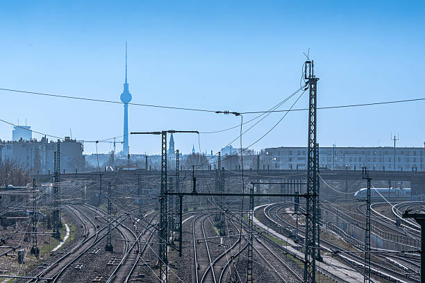 istock Railway tracks against skyline of Berlin 2215754650