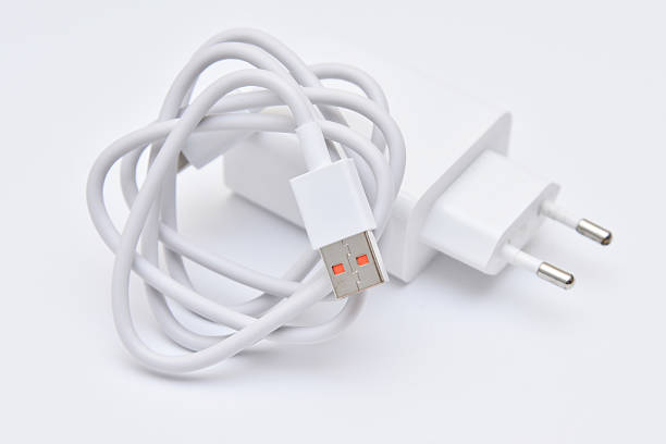 istock Charger and usb type c cord on white background. 2215757537