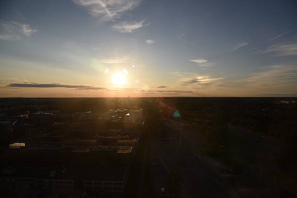 Kista is a district in the borough of  Stockholm. Kista is the largest Information and Communications Technology (ICT) cluster in Europe. The image shows Kista at sunset, captured during summer season.