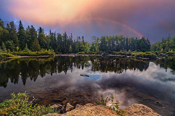Rainbow and quiet around the Current River near Thunder Bay, ON, Canada