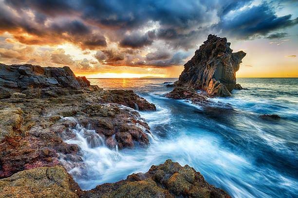 istock Beautiful summer sunset on sea shore 2215770923