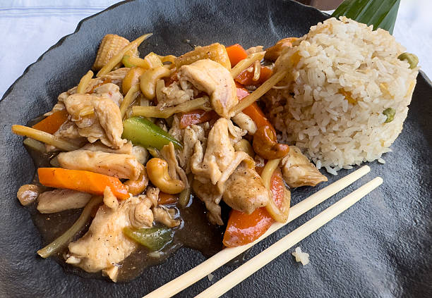 Stir fried chicken cashew and rice