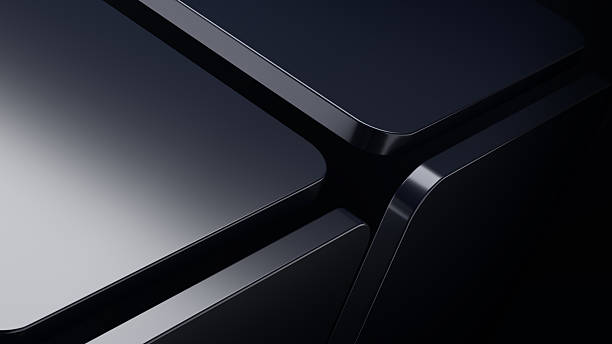 Minimalistic Black Abstract Background with Geometric Shapes and Smooth Curves