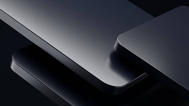 Abstract scene featuring stacked metallic shapes, delivering a sleek and modern aesthetic. Ideal portrayal of minimalistic design concepts tailored for technology, innovation, and elegance themes.