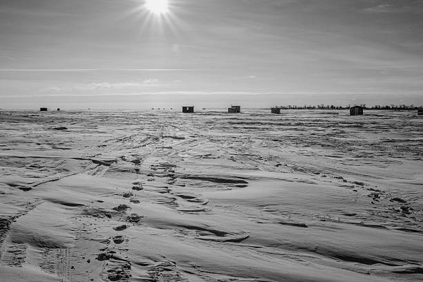 Ice fishing on Lake Manitoba