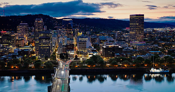 istock Looking West Across Morrison Bridge and into Downtown Portland at Dusk 2215783742