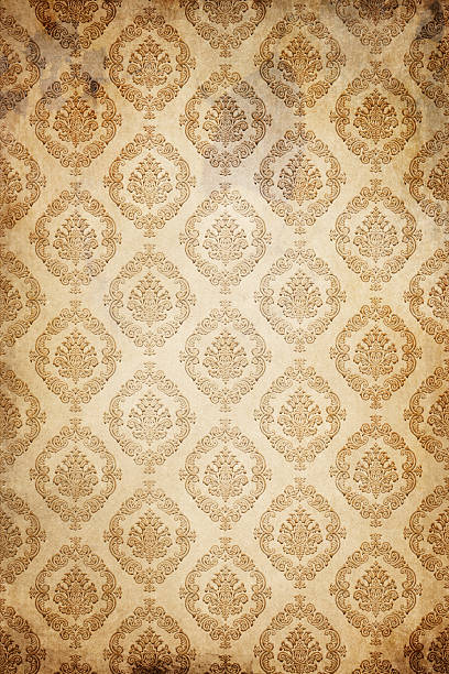 istock Old grunge paper texture with vintage decorative ornament. 2215793091