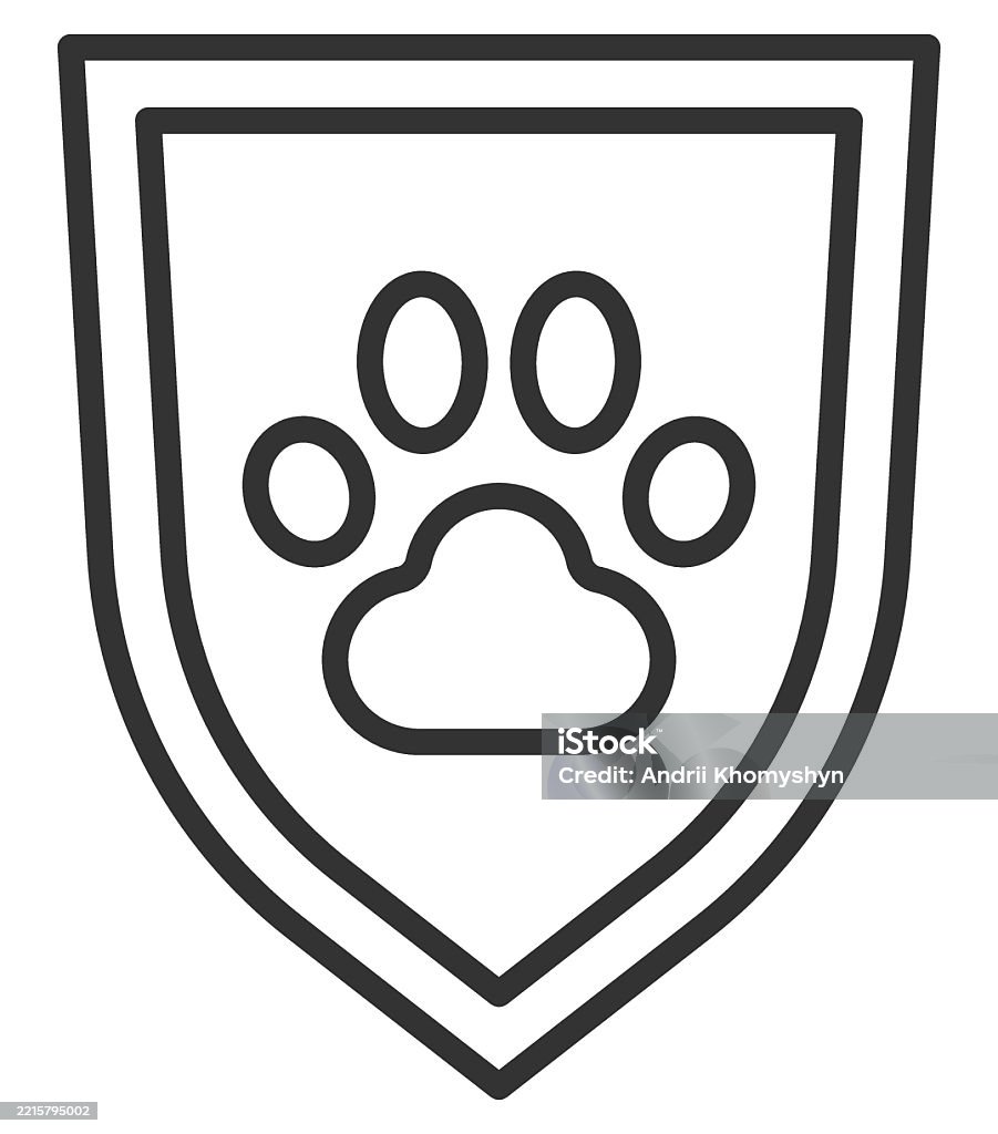 Animal Rescue Emblem Minimalist Emblem Featuring A Paw Print Inside A Shield Representing ...