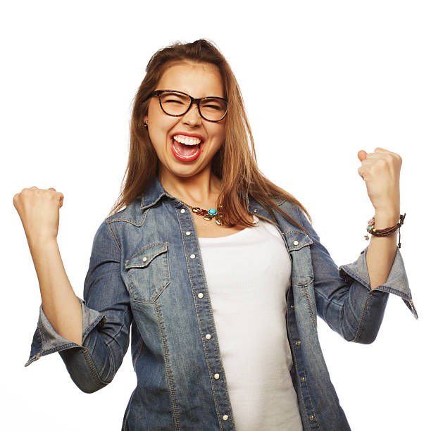 istock happy excited woman celebrating her success. 2215801472