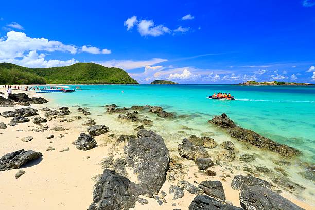istock Beautiful Beach with Turquoise Color Water and Blue Sky 2215803958