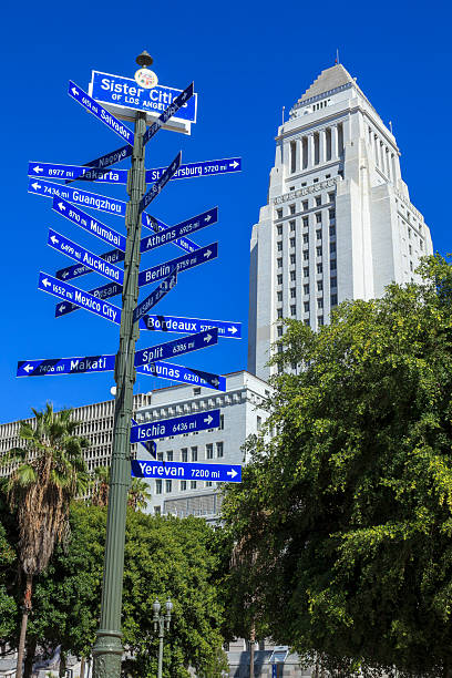 istock Sign Post and Los Angeles City Hall. 2215807467