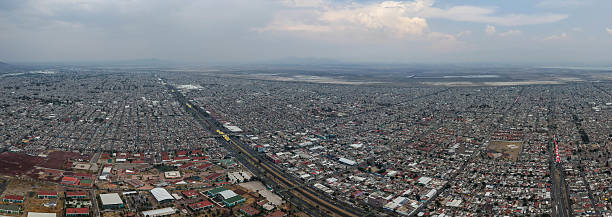 istock Drone panoramic shots of Ecatepec on a cloudy, gray day, within CDMX metro area 2215810953