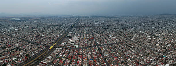 istock Drone panoramic shots of Ecatepec on a cloudy, gray day, within CDMX metro area 2215810957